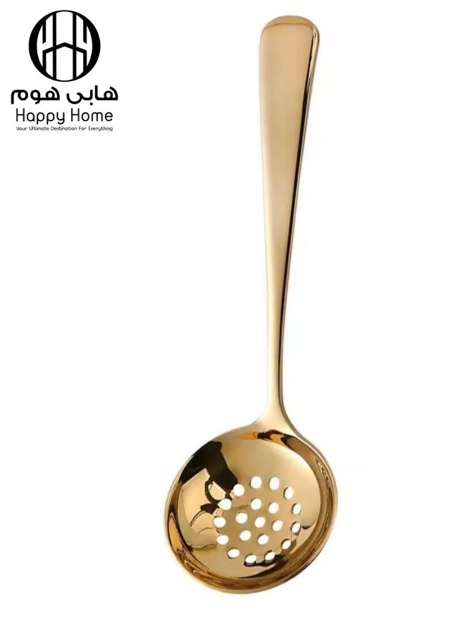 Happy Home Stainless Steel Perforated Cooking Spoon for Oil and Gravy Strainer Kitchen Cooking Tools 28cm - Gold - Image 2