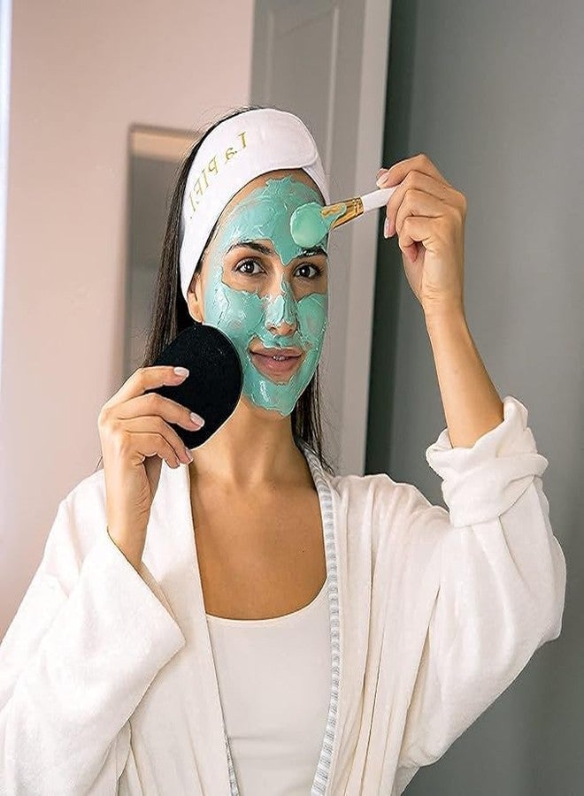 Onward Professional Face Pack Wooden Brush with Headband and Facial Cleansing Sponge Combo Facial Mask Applicator Brush Cosmetic Foundation Puff Face Cleaning Makeup Remover Tools - Image 2