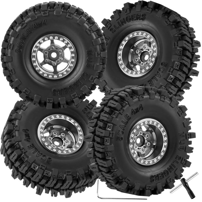 hopsupRC RC 10 Beadlock Truck Tires for 118 124 Trx4m SCX24 RC CrawlerRC Wheels TiresAluminum 10 Beadlock Wheel Rim10in Tires TyresTitanium4PCS - Image 3