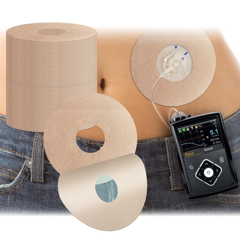 40 Pack Universal Adhesive Patches for CGM and Insulin Pumps 08Inch Hole Waterproof Breathable Patches PreCut Adhesive Tape CGM ProtectionLong Last Sensor PatchesSkinFriendly PatchesBeige