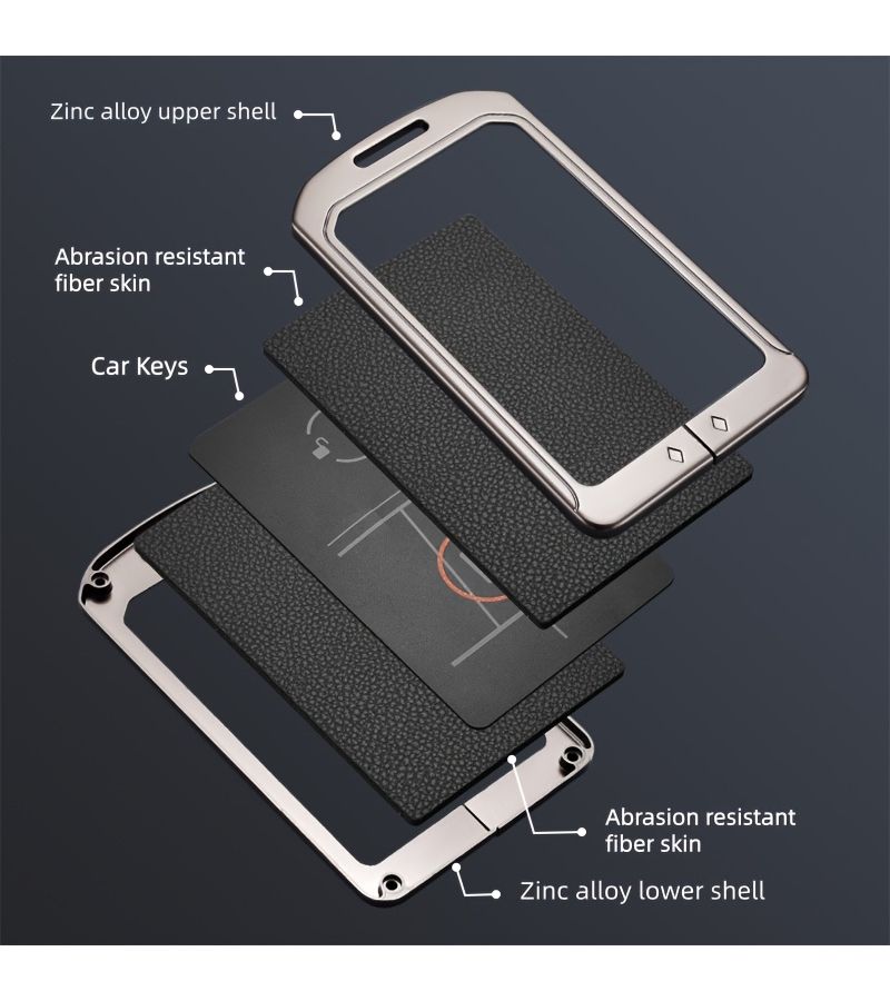 Brown Card Case For Tesla Model 3 Model Y Zinc Alloy Key Cover With Sports Car Buckle - Image 5