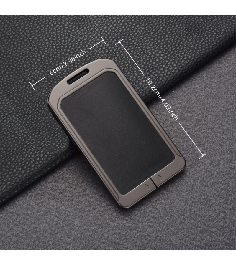 Brown Card Case For Tesla Model 3 Model Y Zinc Alloy Key Cover With Sports Car Buckle - Image 2