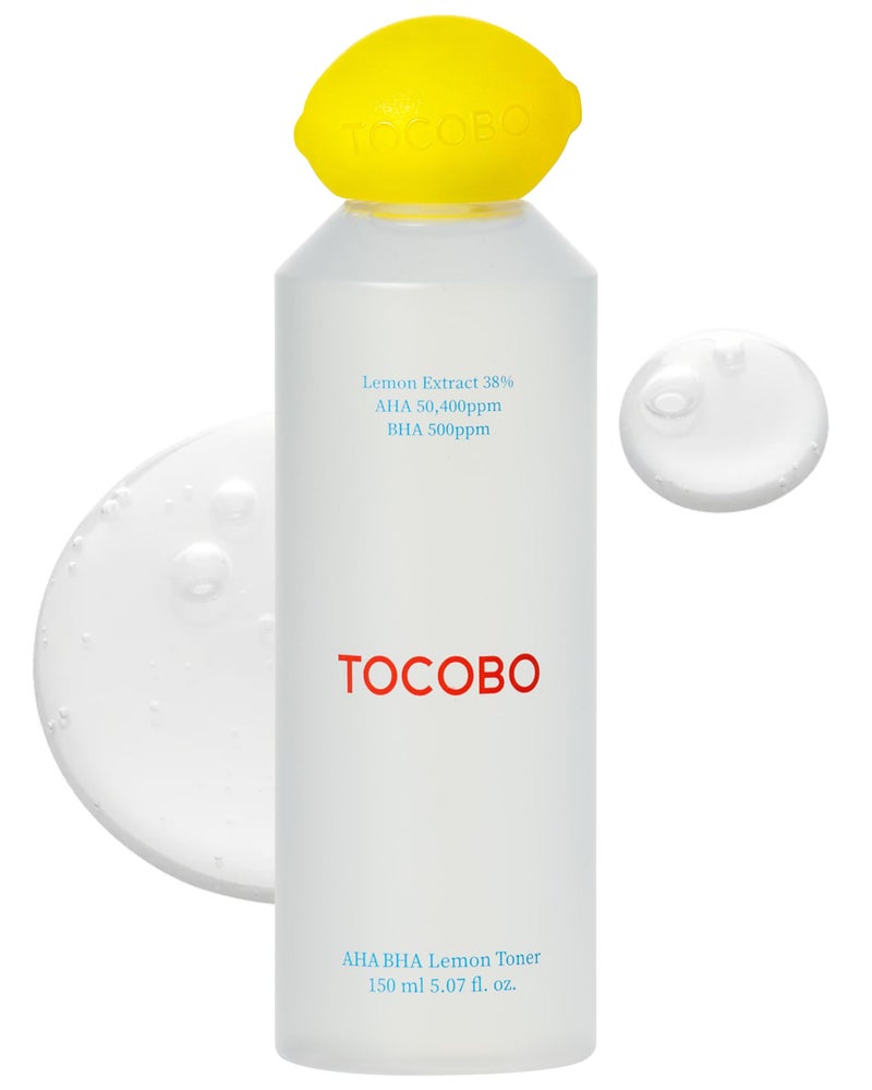 TOCOBO AHA BHA Lemon Facial Toner 507 fl oz 150 ml Vitamin C and Lemon Extract AHA BHA Calming and Soothing Moisturizer Natural Ingredients Vegan Toner Cruelty Free