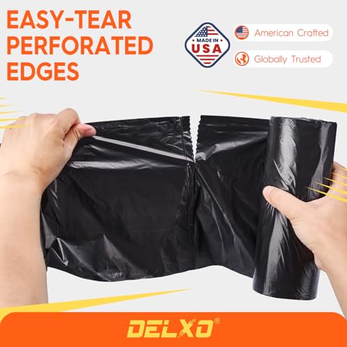 Delxo 55-60 Gallon Trash Bags, 100 Count – 0.9 Mil Medium Duty Garbage Bags, Durable & Puncture-Resistant Plastic Bolsas para basura, Perforated Design– Made in USA for Kitchen, Yard, Office (Black) - Image 5