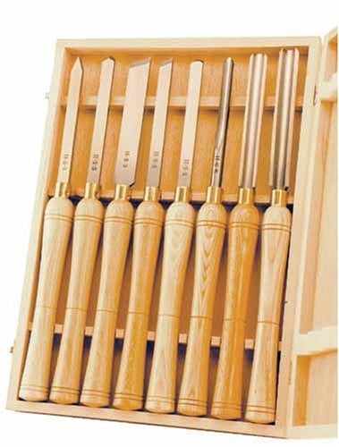 PSI Woodworking LCHSS8 Wood Lathe 8pc HSS Chisel Set - Image 1