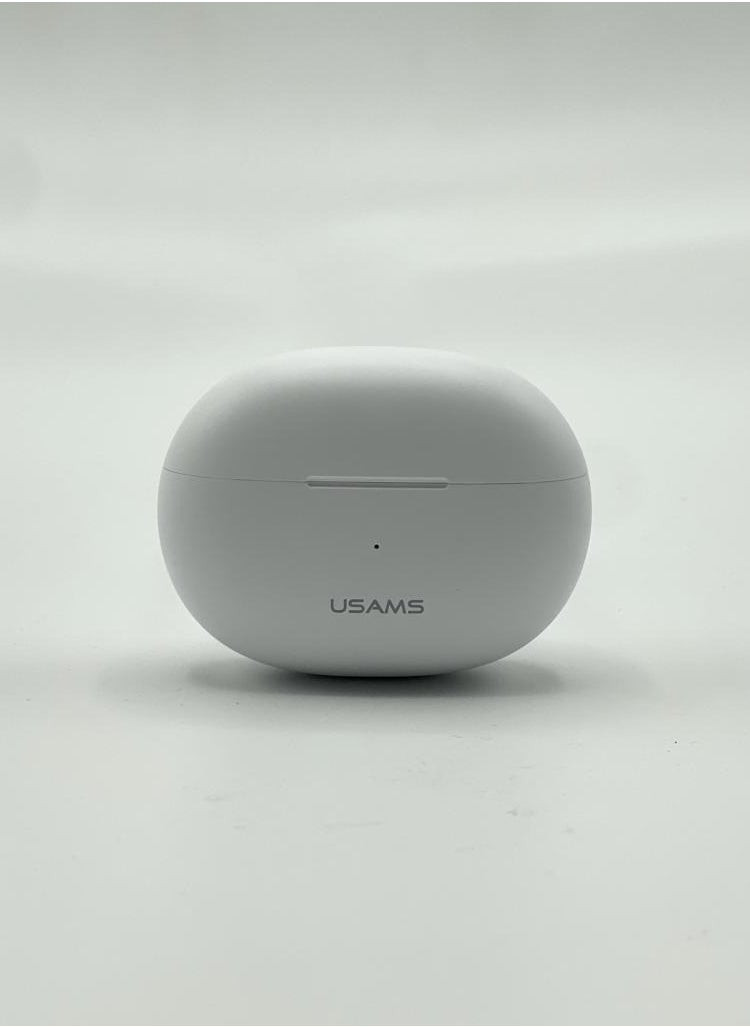 Usams AirPods Bluetooth 5.3, True Stereo Wireless Technology, 3D Surround Sound Quality, HD Phone Calls, Noise Canceling, 26 Hour Battery, White Color  - Image 1