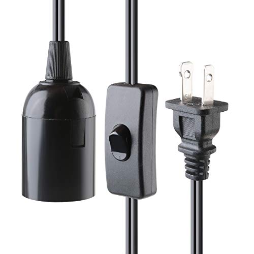 VSEER 2-Pack Extension Hanging Lantern Cord Cable UL 375W with E26 E27 Socket On/Off Button Pendant Lighting - (6 Feet Black) - Image 4