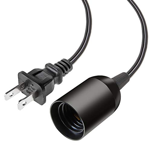 VSEER 2-Pack Extension Hanging Lantern Cord Cable UL 375W with E26 E27 Socket On/Off Button Pendant Lighting - (6 Feet Black) - Image 2