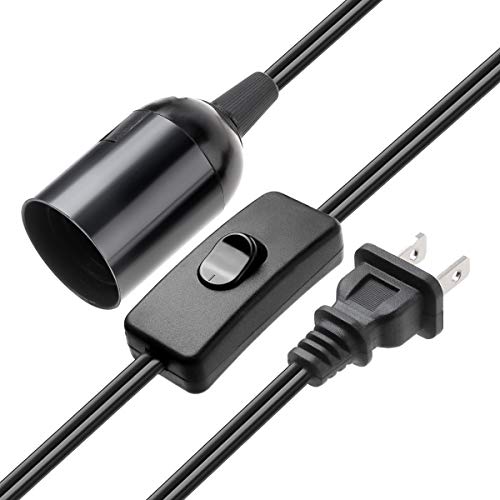 VSEER 2-Pack Extension Hanging Lantern Cord Cable UL 375W with E26 E27 Socket On/Off Button Pendant Lighting - (6 Feet Black) - Image 3