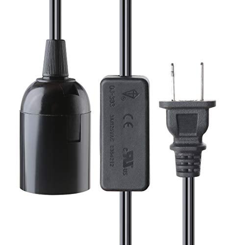 VSEER 2-Pack Extension Hanging Lantern Cord Cable UL 375W with E26 E27 Socket On/Off Button Pendant Lighting - (6 Feet Black) - Image 5