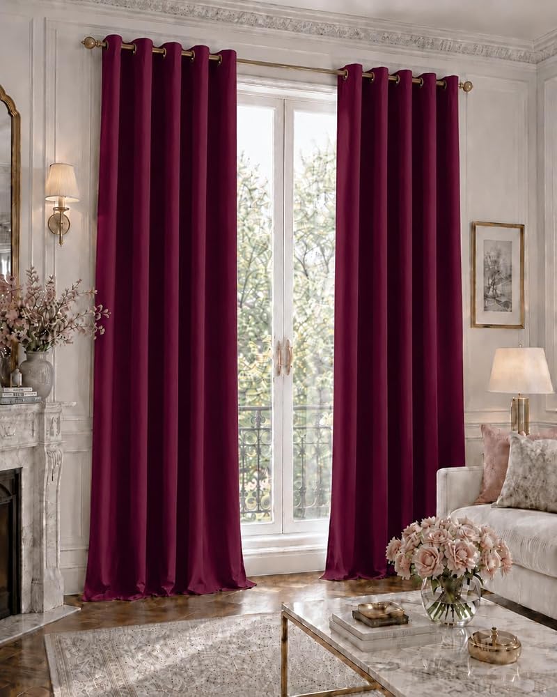 Amali Blackout curtains for living room Decor or bedroom window noise reduction and light blocking with 16 Grommets in 2 panels long 274cm and 127cm - Image 1