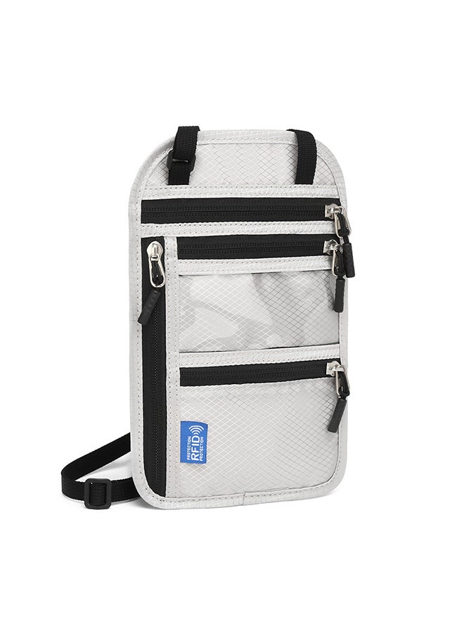 Generic Multifunctional Id Card Bag Rfid Neck Hanging Passport Bag Passport Holder Id Card Protective Cover Beige/Black  - Image 1