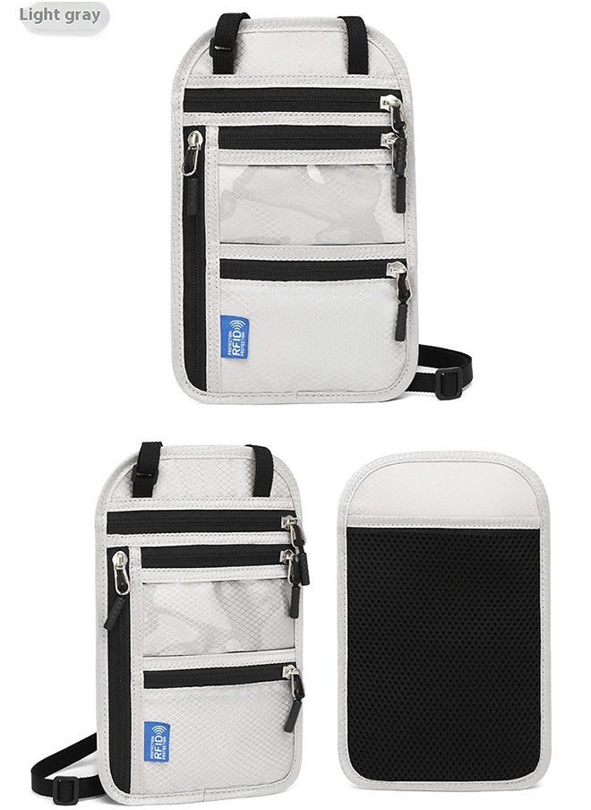 Generic Multifunctional Id Card Bag Rfid Neck Hanging Passport Bag Passport Holder Id Card Protective Cover Beige/Black  - Image 2