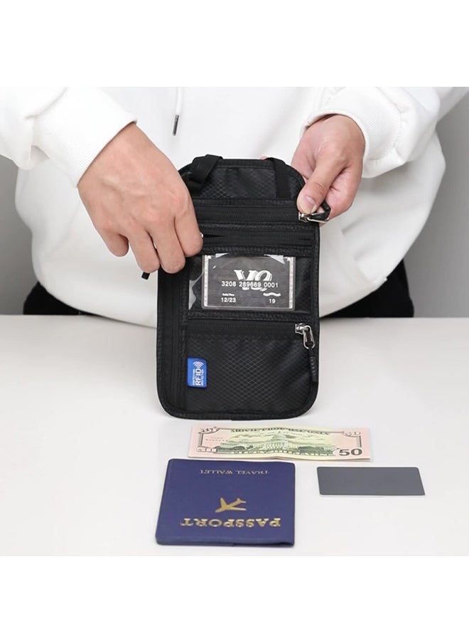 Generic Multifunctional Id Card Bag Rfid Neck Hanging Passport Bag Passport Holder Id Card Protective Cover Beige/Black  - Image 5