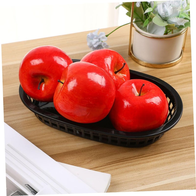 Oval Plastic Food Baskets Set 12 Pcs Portable Bread Snack Basket For Kitchen Restaurant Black - Image 5