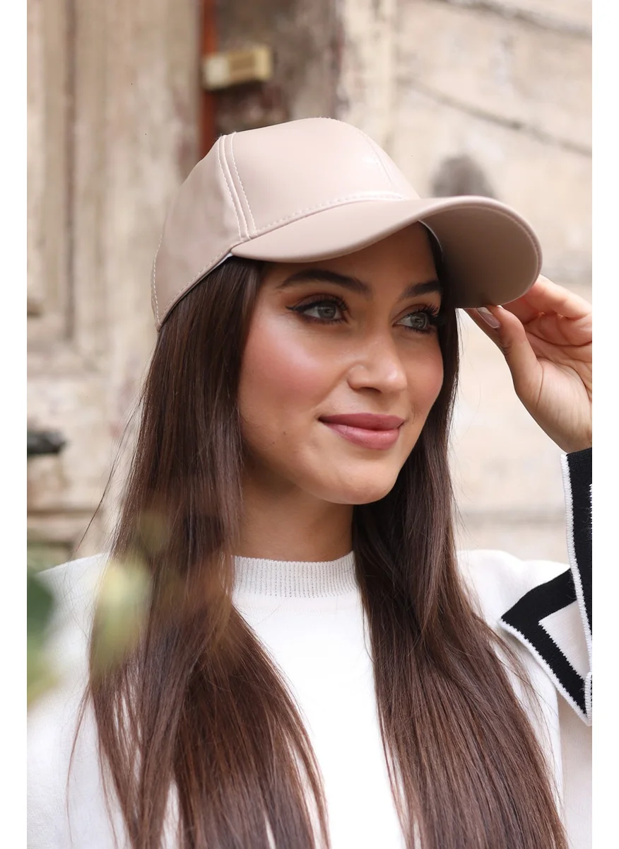 ريمسا مايو Women Leather Cap Hat Rkş-08 Beige