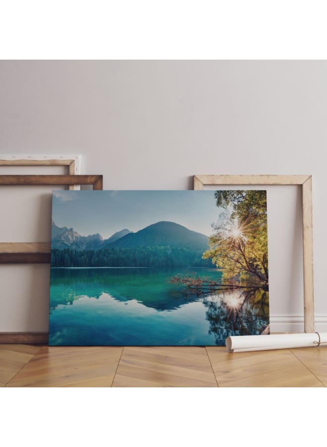 Home Gallery Landscape Mountains Lake Nature Canvas Wall Art 120x80  - Image 1