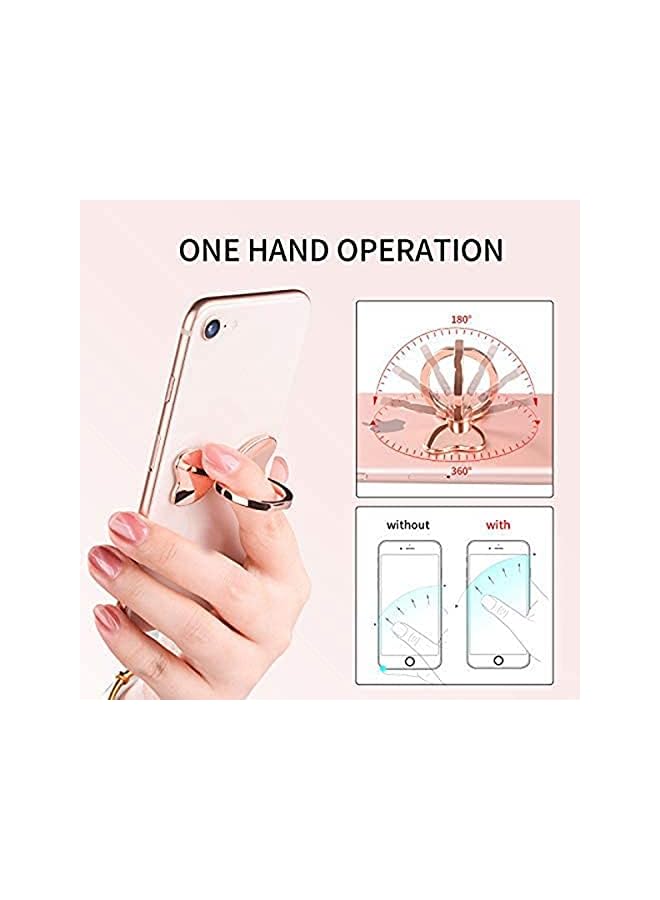 KASTWAVE Phone Ring Holder and Hand Grip 360 Adjustable Finger Metal Stand Car Mount Universal for iPhone Mobile Phone Kickstand Smartphones Tablets XR Xs Max 8 7 6 6s 5s plus Samsung (Rose Gold) - Image 3