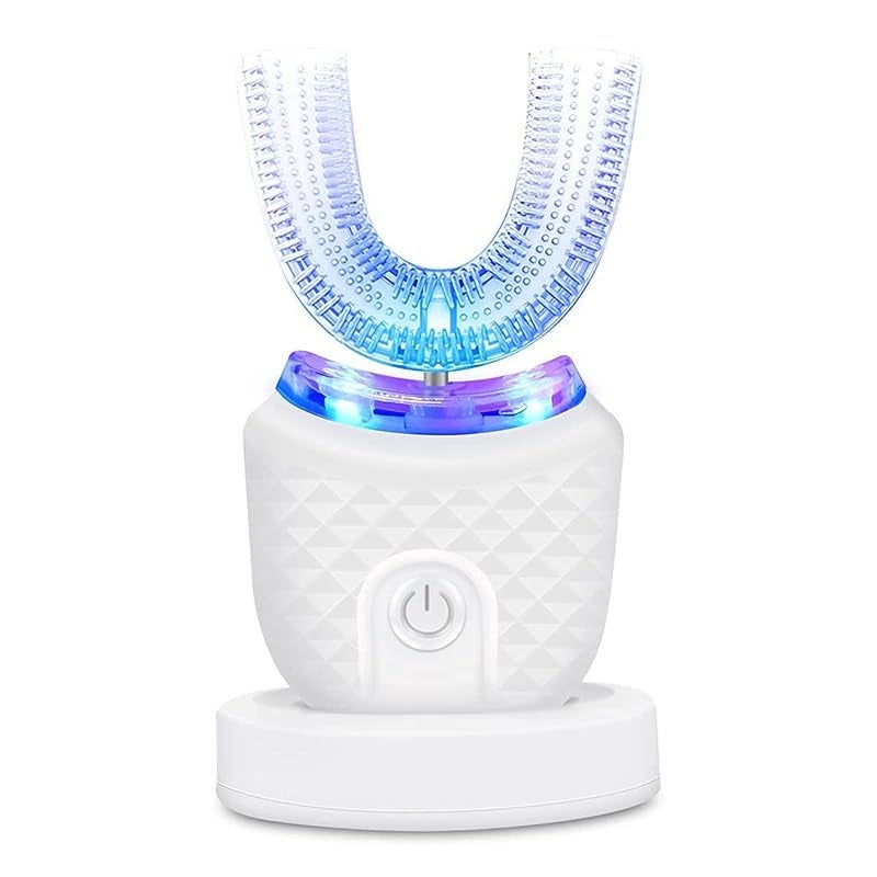 Ultrasonic Electric Toothbrush - U Shaped Automatic Toothbrush for Adults with 4 Modes, 360° Degree Automatic Cleaning & Whitening Teeth, IPX7 Waterproof, MY-116 (White) - Image 1