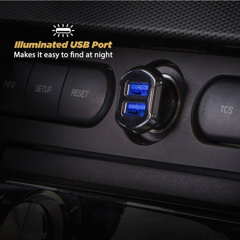 Scosche USBC242M ReVolt Universal Cigarette Lighter Multi Device Compact Dual Port USB Car Charger, Fast Charge Two Devices Simultaneously, Black - Image 4