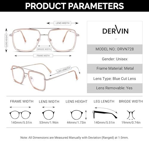 Dervin Blue Light Blocking Blue Cut Zero Power anti-glare Retro Square Eyeglasses, Frame for Eye Protection from UV by Computer/Tablet/Mobile/Laptop (Orange) - Image 5