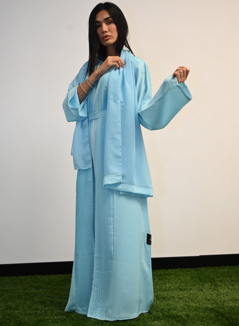 JAMEELA Sky Blue Front Open Abaya - Image 1