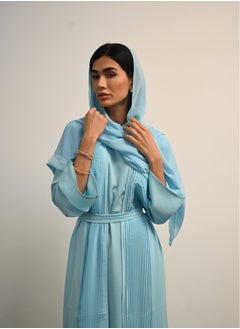 JAMEELA Sky Blue Front Open Abaya  - Image 3