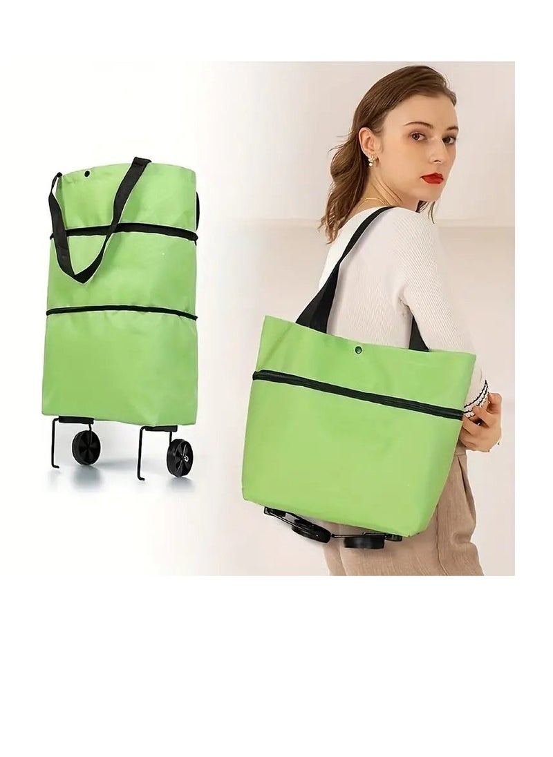 BAIG - New Foldable Shopping Bag Pull Cart Trolley Bag with Wheels Convenient Shopping Bags Reusable Grocery Bags Storage Shopper Bags - Image 1