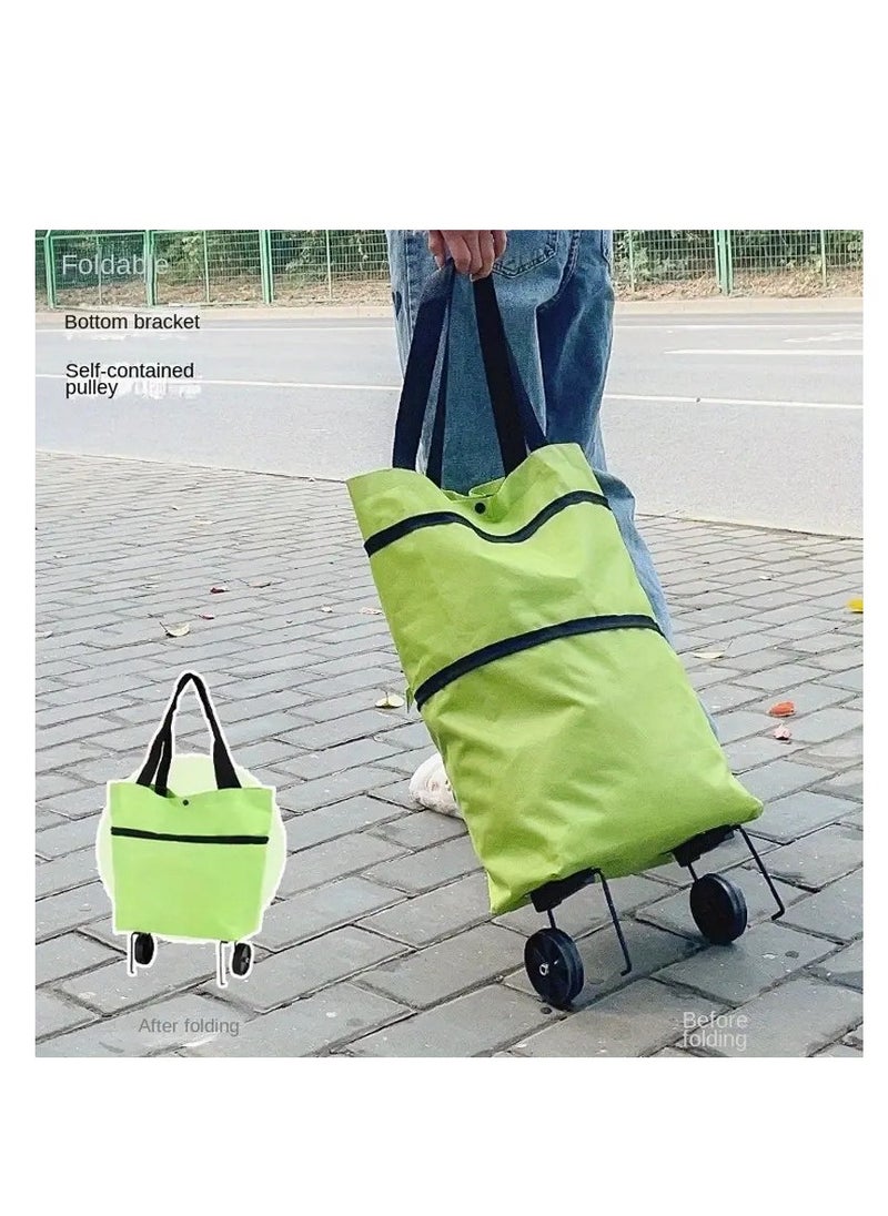 BAIG - New Foldable Shopping Bag Pull Cart Trolley Bag with Wheels Convenient Shopping Bags Reusable Grocery Bags Storage Shopper Bags - Image 1
