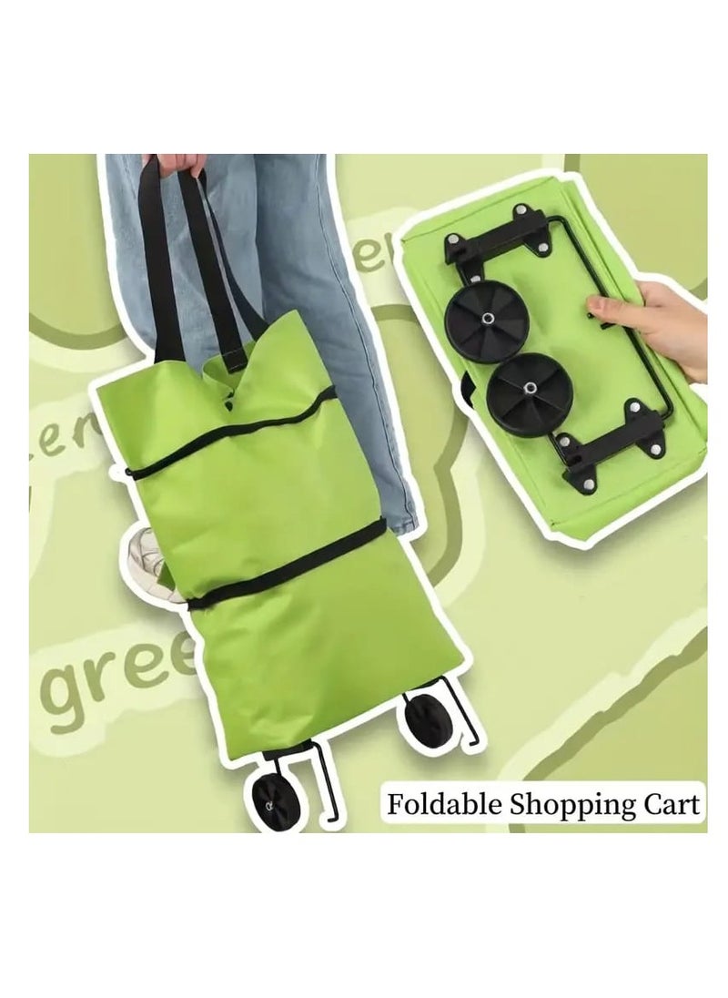 BAIG - New Foldable Shopping Bag Pull Cart Trolley Bag with Wheels Convenient Shopping Bags Reusable Grocery Bags Storage Shopper Bags - Image 1