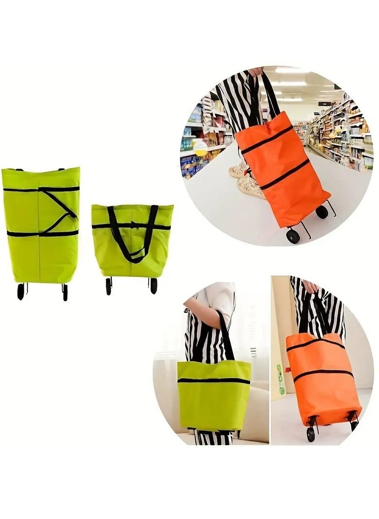 BAIG - New Foldable Shopping Bag Pull Cart Trolley Bag with Wheels Convenient Shopping Bags Reusable Grocery Bags Storage Shopper Bags - Image 1