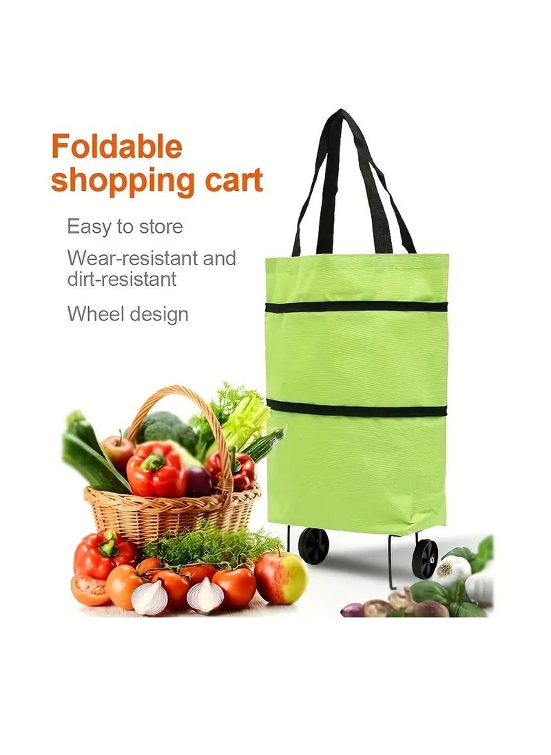 BAIG - New Foldable Shopping Bag Pull Cart Trolley Bag with Wheels Convenient Shopping Bags Reusable Grocery Bags Storage Shopper Bags - Image 1