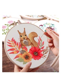 Excefore Embroidery Starter Kits, DIY Stamped Cross Stitch Kits for Adults, Hand Beginners Embroidery Kit with with Cute Fox Flower Plant Pattern and Embroidery Hoops  - Image 4