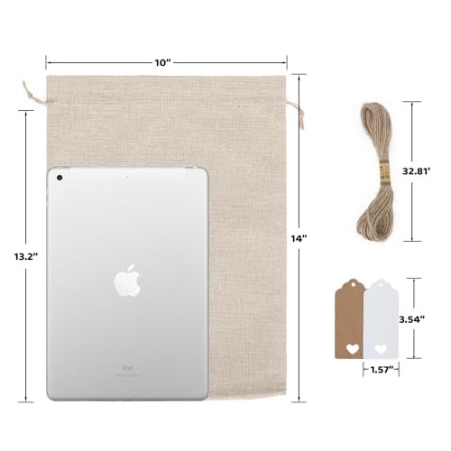 Tapleap Burlap Bags in Bulk with Drawstring - 20Pcs 10x14 Favor Sacks for Wrapping Christmas or Thanksgiving Gifts, Clothes, Breads, For Birthday, Wedding, Rodeo Themed Party, Household Use - Image 2