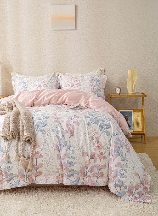 OAITE Duvet Cover Set Queen Size Floral Pattern Ultra Soft 100% Cotton Duvet Cover Sets 3-PC, Breathable Duvet Cover with Zipper Closure & Corner Ties(2 Pillow Shams,1 Duvet Cover) - Image 2
