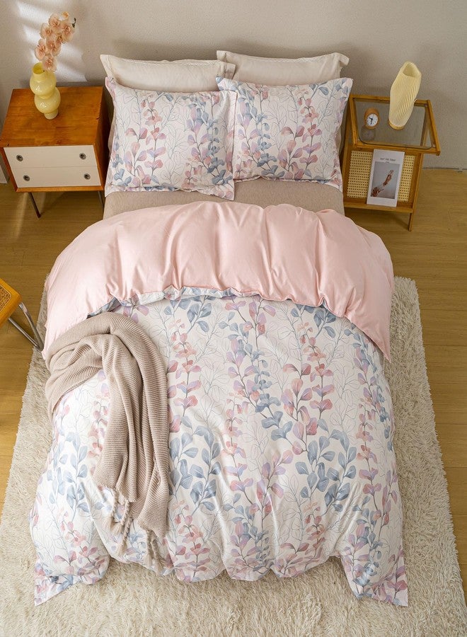OAITE Duvet Cover Set Queen Size Floral Pattern Ultra Soft 100% Cotton Duvet Cover Sets 3-PC, Breathable Duvet Cover with Zipper Closure & Corner Ties(2 Pillow Shams,1 Duvet Cover) - Image 4