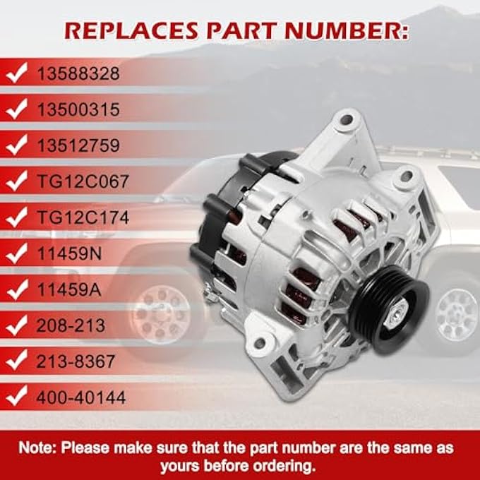 Kessocco Alternator 13588328 13500315 13512759 TG12C067 TG12C174 Replacement for 2010-2017 Chevy Equinox GMC Terrain Buick Regal 2.4L 120A CW 5-Groove Pulley - Image 3
