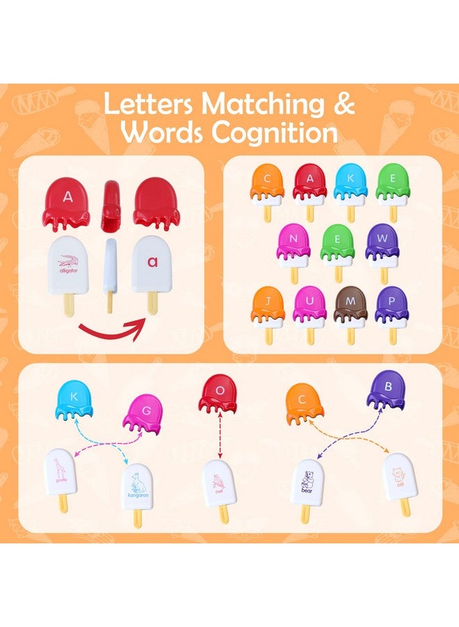 USATDD Abc Alphabet Learning Toys Letters Animal Matching Toy Ice Cream Alphabet Uppercase Lowercase Color Sorting Activity Educational Montessori Toys Back To School For Kids Ages 3+ - Image 2