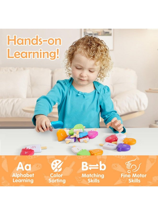 USATDD Abc Alphabet Learning Toys Letters Animal Matching Toy Ice Cream Alphabet Uppercase Lowercase Color Sorting Activity Educational Montessori Toys Back To School For Kids Ages 3+ - Image 5
