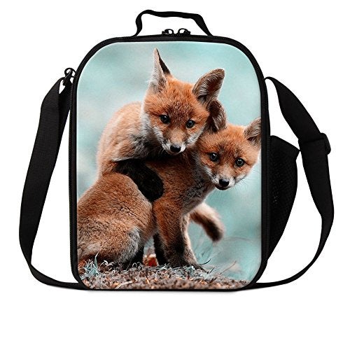 Dispalang Fox Print Lunch Bags for Children Girls Insulated Lunch Box Bags Small Kids Animal Lunch Container - Image 1