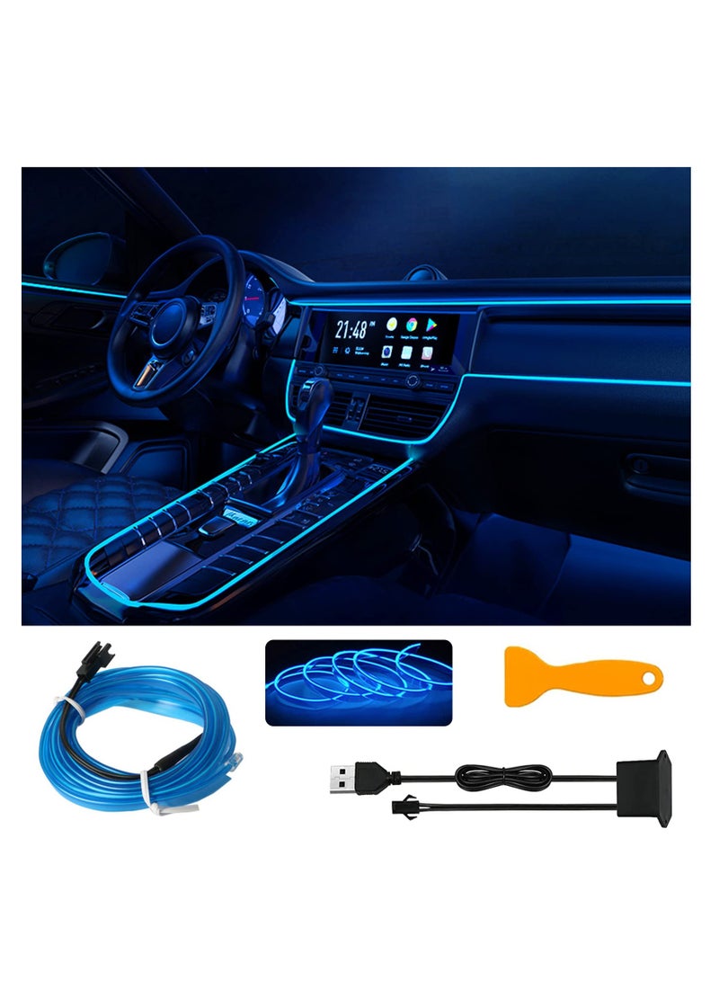 Generic USB Neon EL Wire Car Interior Strip Light Kit - 5M/16.5FT Glowing Electroluminescent Wire for Ambient Car Decoration and Interior Lighting.  - Image 1