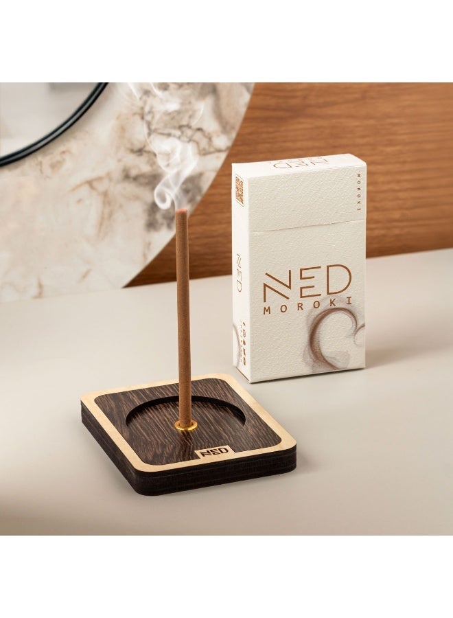 Ned Premium Natural Indonesian Marouki Oud Bakhoor Incense Sticks – Original Marouki Pack by NED with Modern Holder – 25 Thick Sticks, Each With Burn Time Over 45 Minutes - Image 2