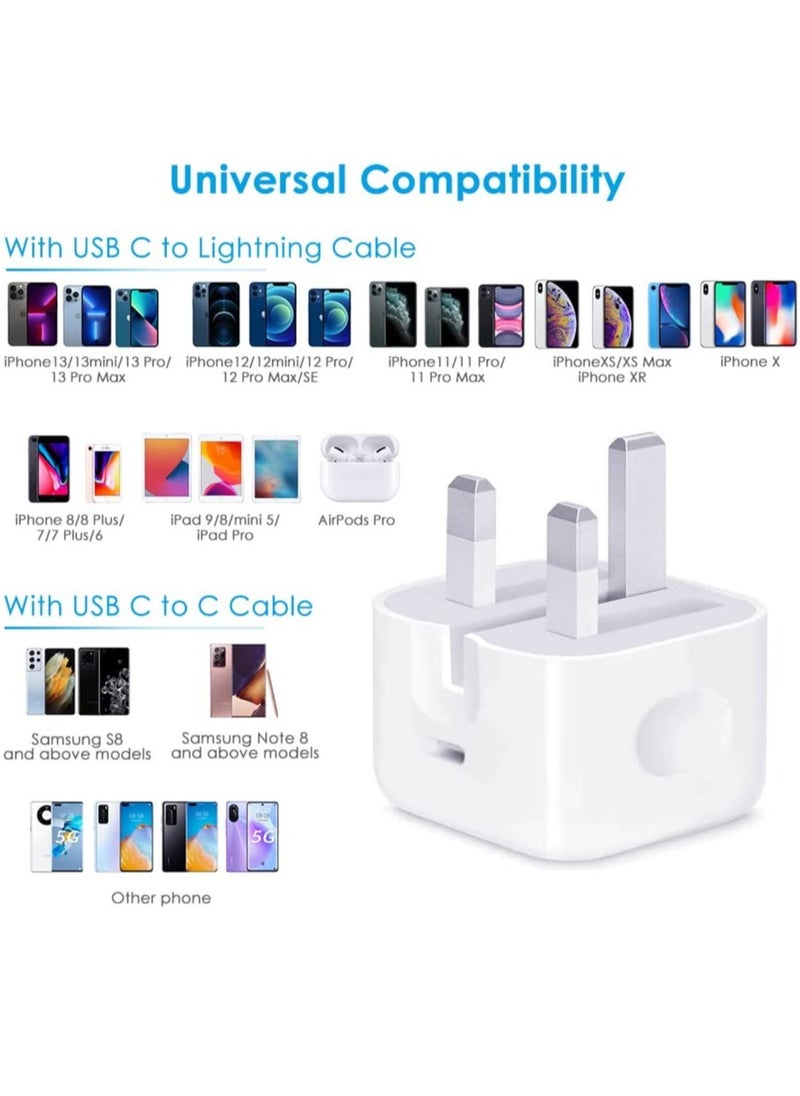 ELTRAZONE - Phone 20W Charger 【Apple MFi Certified】 USB C Plug Fast Charge and USB C to Lightning Cable 2M PD Power Adapter Compatible with iPhone 13 Pro Max 13 12 SE2020 11 XR XS Max X 8 Plus iPad Pro Air Mini - Image 1