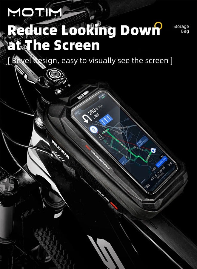 Motim Bike Bags for Bicycles Cycling Bicycle Bike Phone Holder Mount Bike Phone Storage Bag Front Frame Mountain Bike Accessories for Adult Bikes for Cell Phone Under 6.7" - Image 4