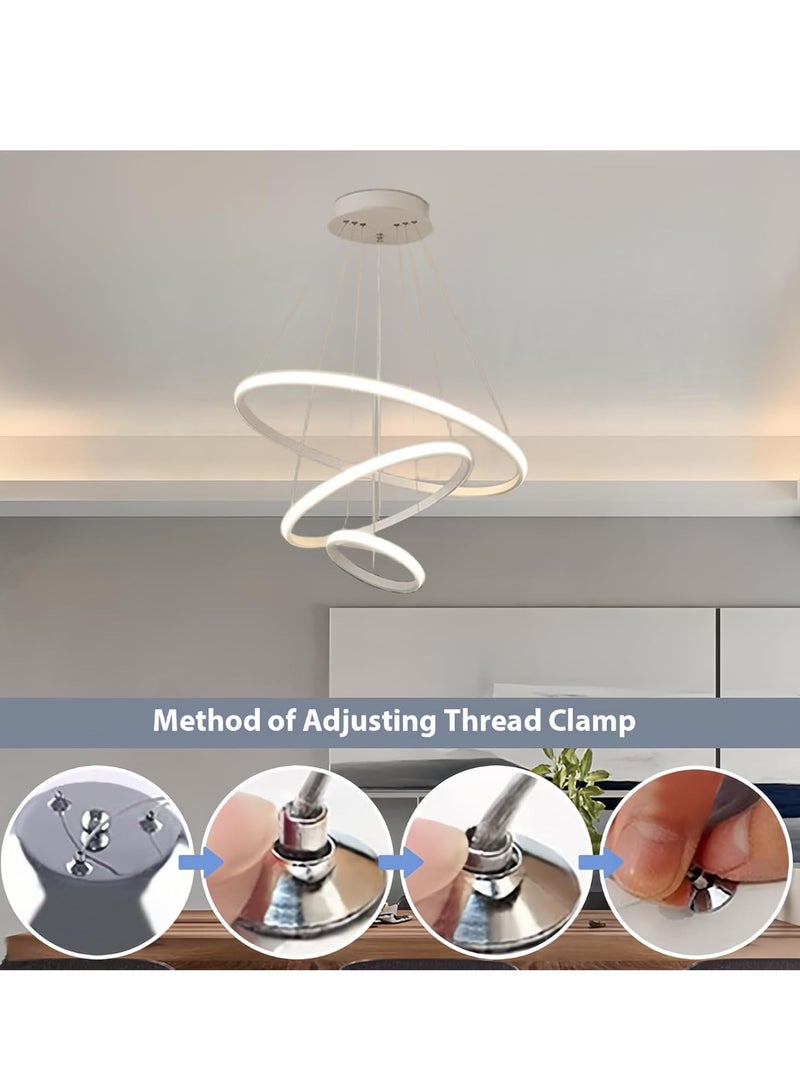 Midwest 3 Rings Modern LED Chandelier, Pendant Lamp LED Ceiling Lighting Fixtures Living Room Farmhouse Kitchen, Adjustable Height Chandeliers for Dining Room Bedroom Hallway - Image 5