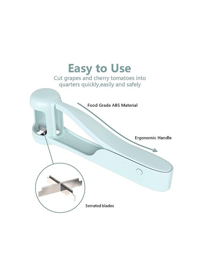 erorex Grape Cutter for Toddlers, Grape Slicer for Baby, Grape Tomato Cherry Strawberry Cutter Tools Into 4 Pieces for Vegetable Fruit Salad, Stainless Steel Quarter Grape Slicer Kitchen Gadget - Image 3