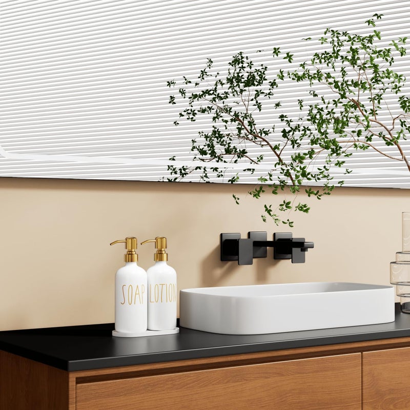 MOMEEMO Bathroom Soap Dispenser Set, Contains Lotion and Hand Soap Dispenser, Suitable for Bathroom Decor. (White) - Image 3
