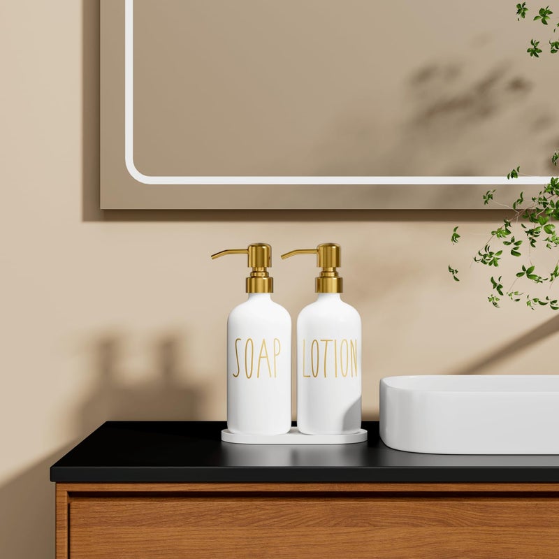 MOMEEMO Bathroom Soap Dispenser Set, Contains Lotion and Hand Soap Dispenser, Suitable for Bathroom Decor. (White) - Image 5