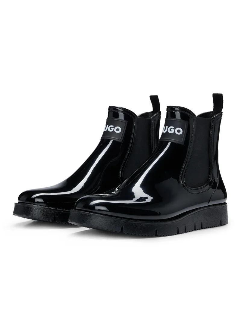 هوجو Glossy Chelsea-style rain boots with logo badge