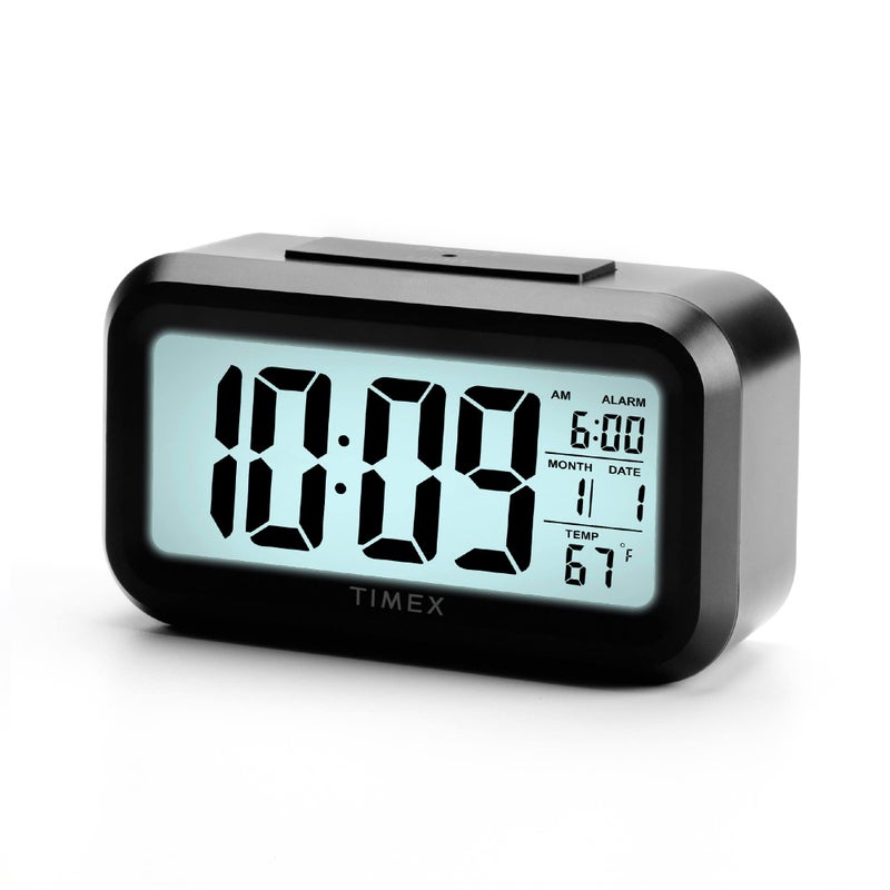 Timex Alarm Clock with Temperature Sensor and Large Display Battery Operated for Bedroom Runs on 3 AAA Batteries T108BC T108
